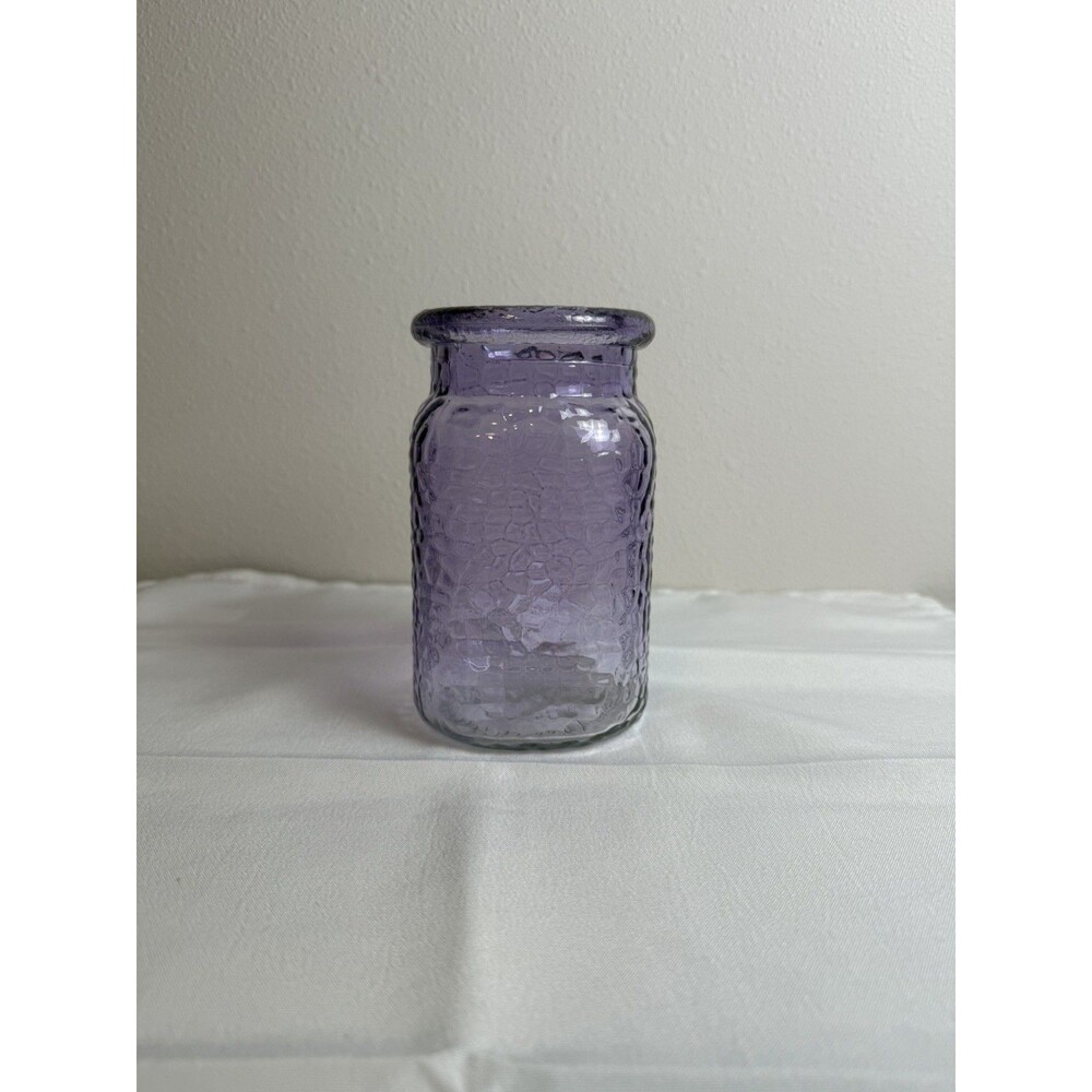 Hammered Purp Textured Glass Decorative Jar Candy Jar Or Vase 6in Tall - No Lid